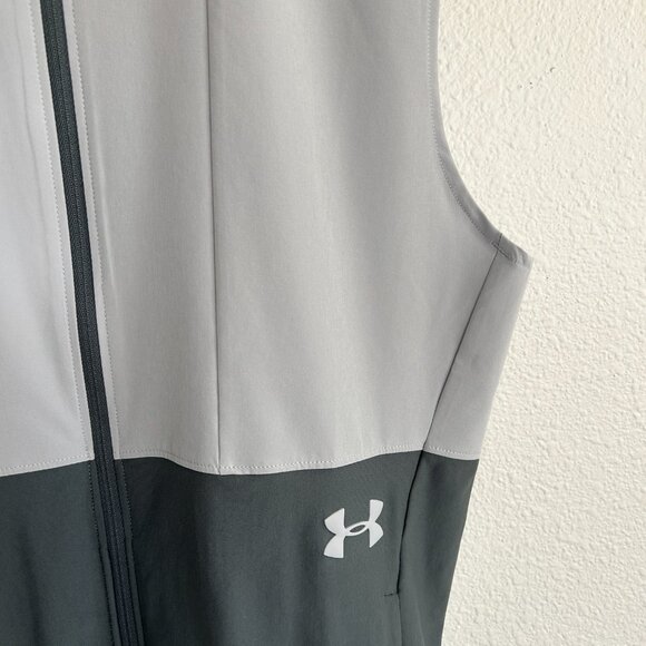 Under Armour S Vanish Hybrid Vest Gray Colorblock Zip Lightweight Athletic - Picture 2 of 7